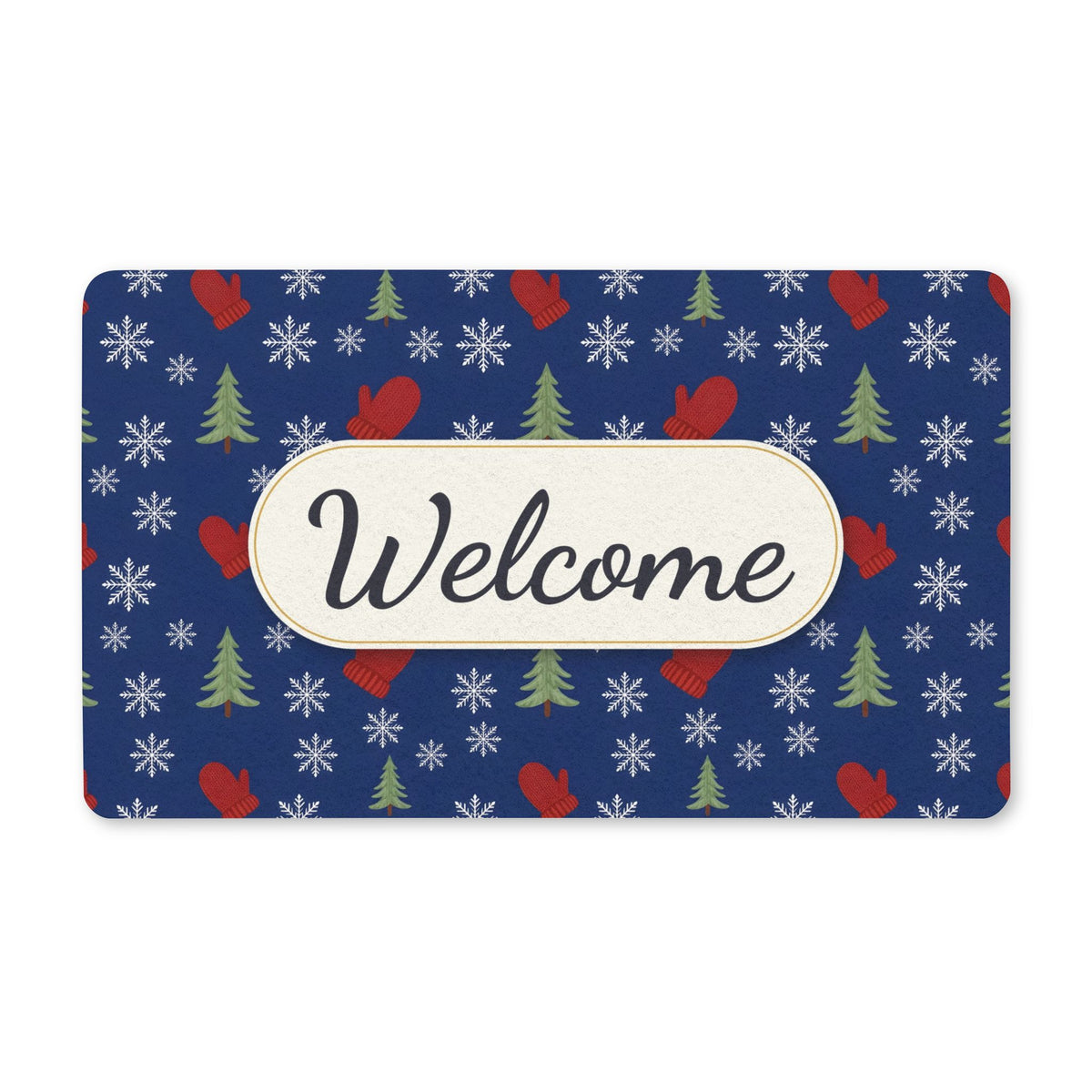 Snowflakes and Mittens Pattern Welcome Doormat