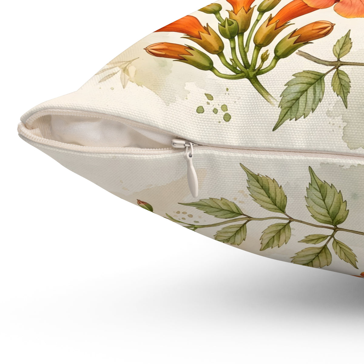 Hummingbird and Trumpet Flowers Throw Pillow