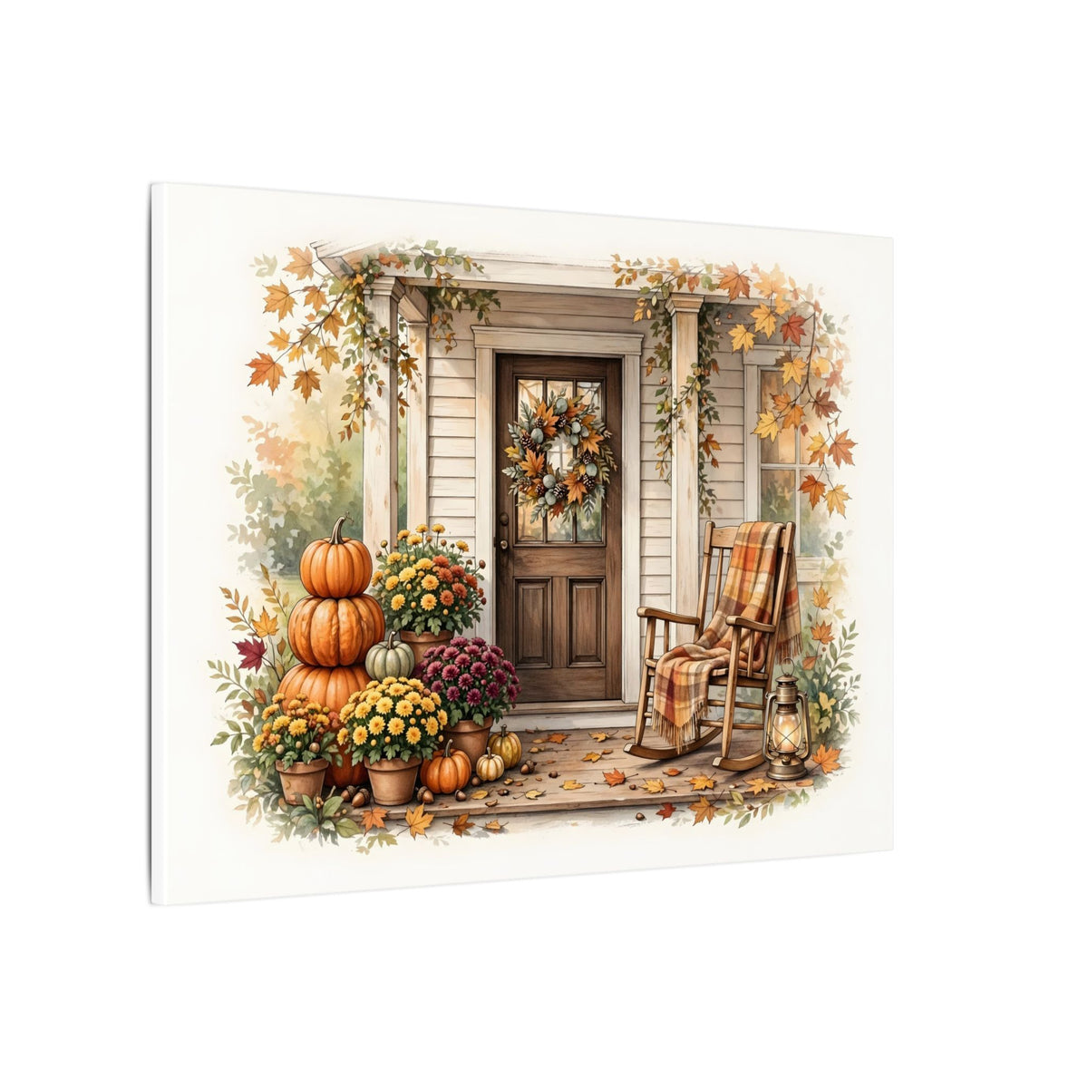 Cozy Fall Front Porch Canvas Wall Art