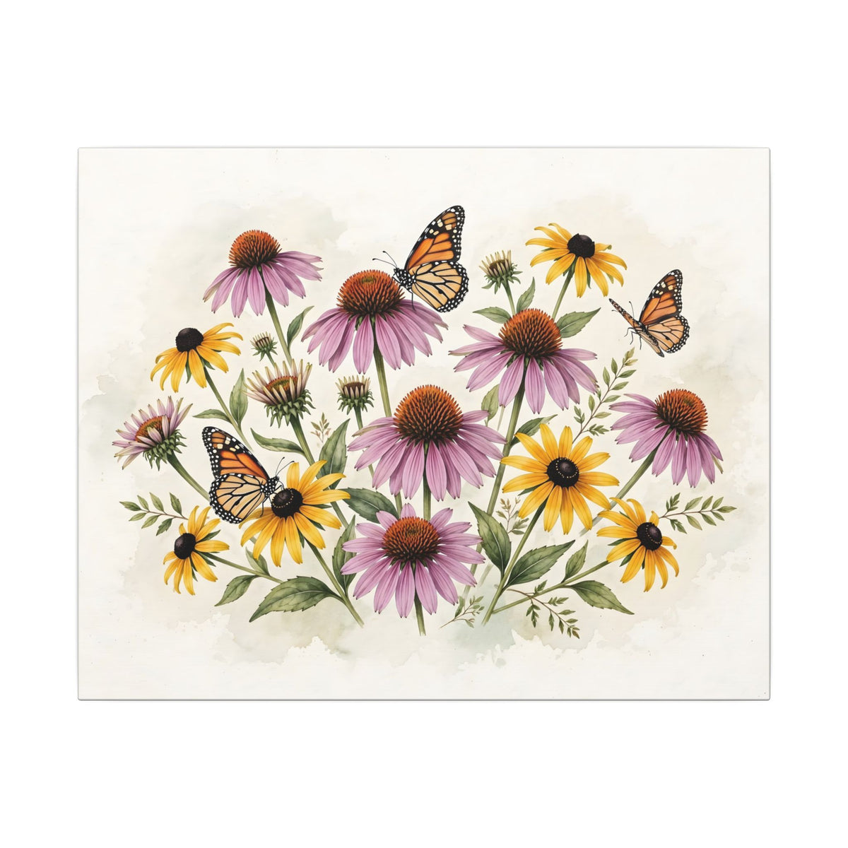 Monarch Butterflies and Wildflowers Canvas Wall Art – Style 2