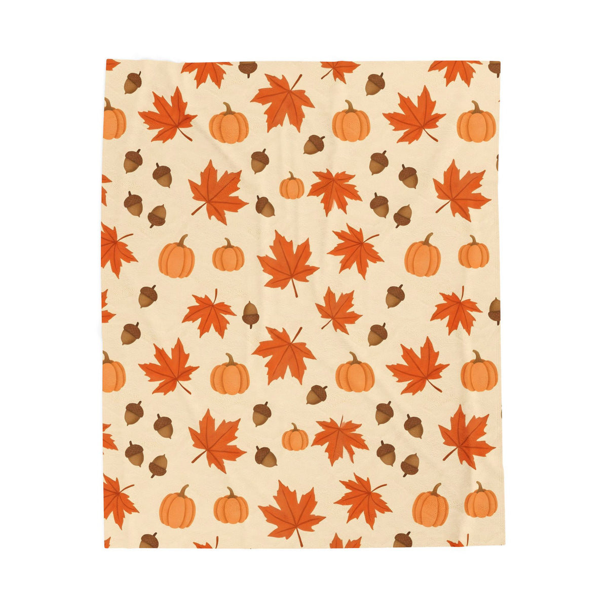 Autumn Leaves and Pumpkins Pattern Velveteen Plush Blanket – Style 2