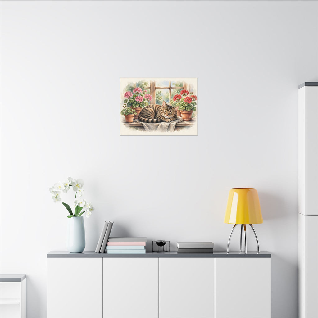 Tabby Cat in the Window Garden Canvas Wall Art