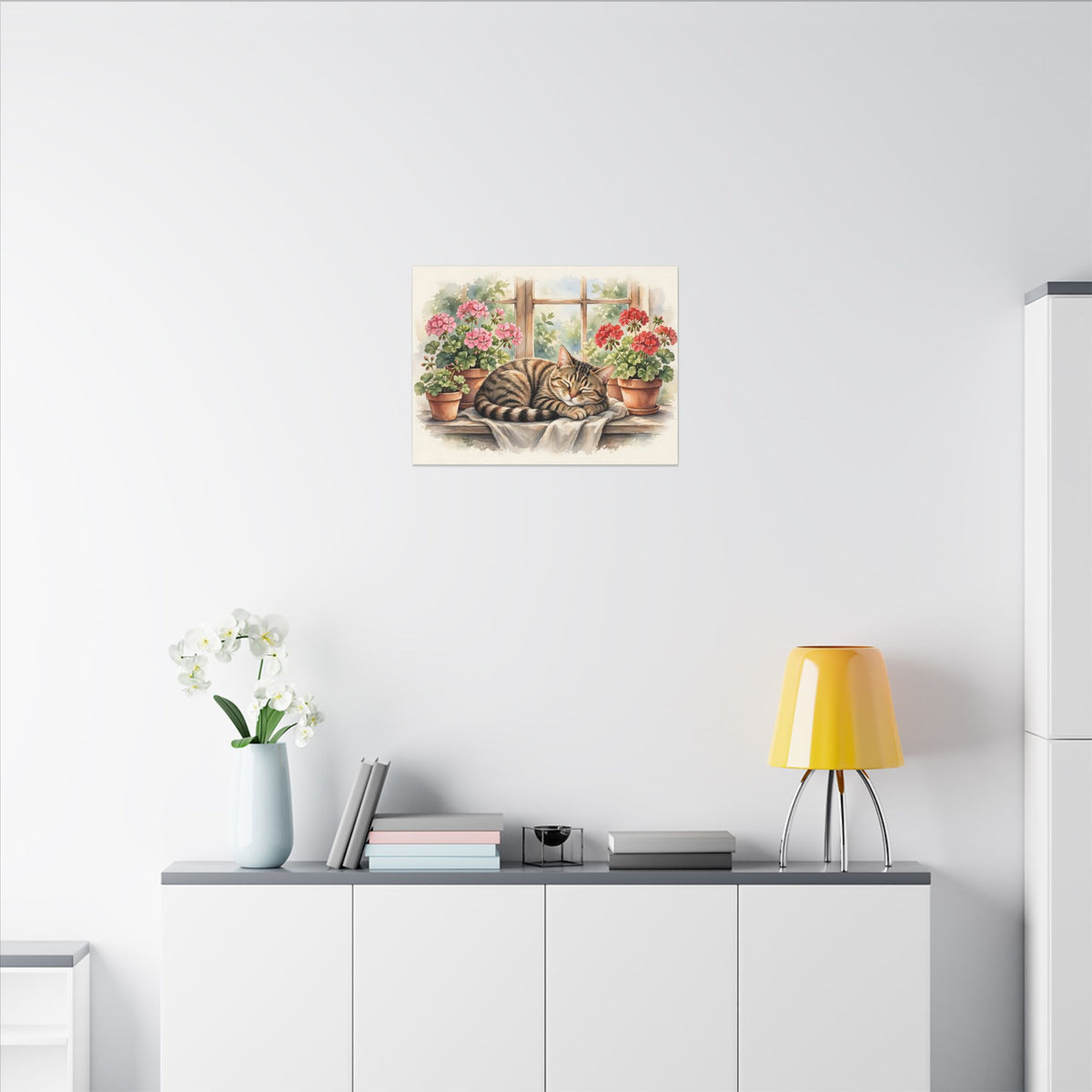 Tabby Cat in the Window Garden Canvas Wall Art