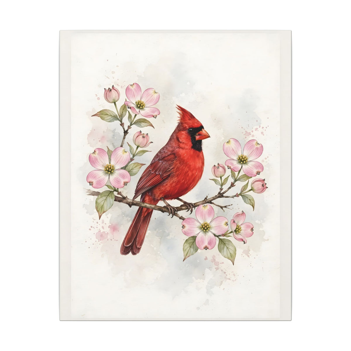 Cardinal on a Spring Branch Canvas Wall Art – Style 2