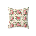 English Rose Chintz Pattern Throw Pillow