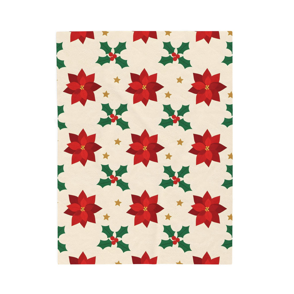Christmas Poinsettia Pattern Velveteen Plush Blanket