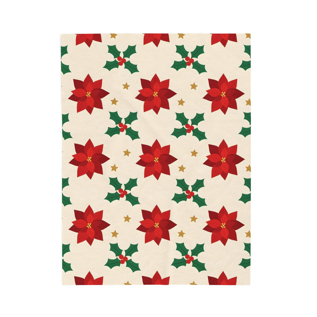 Christmas Poinsettia Pattern Velveteen Plush Blanket