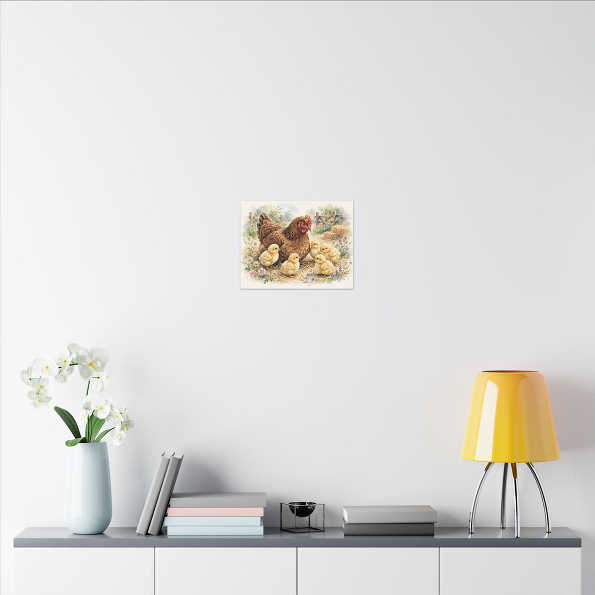 Hen and Chicks in the Barnyard Canvas Wall Art – Style 2