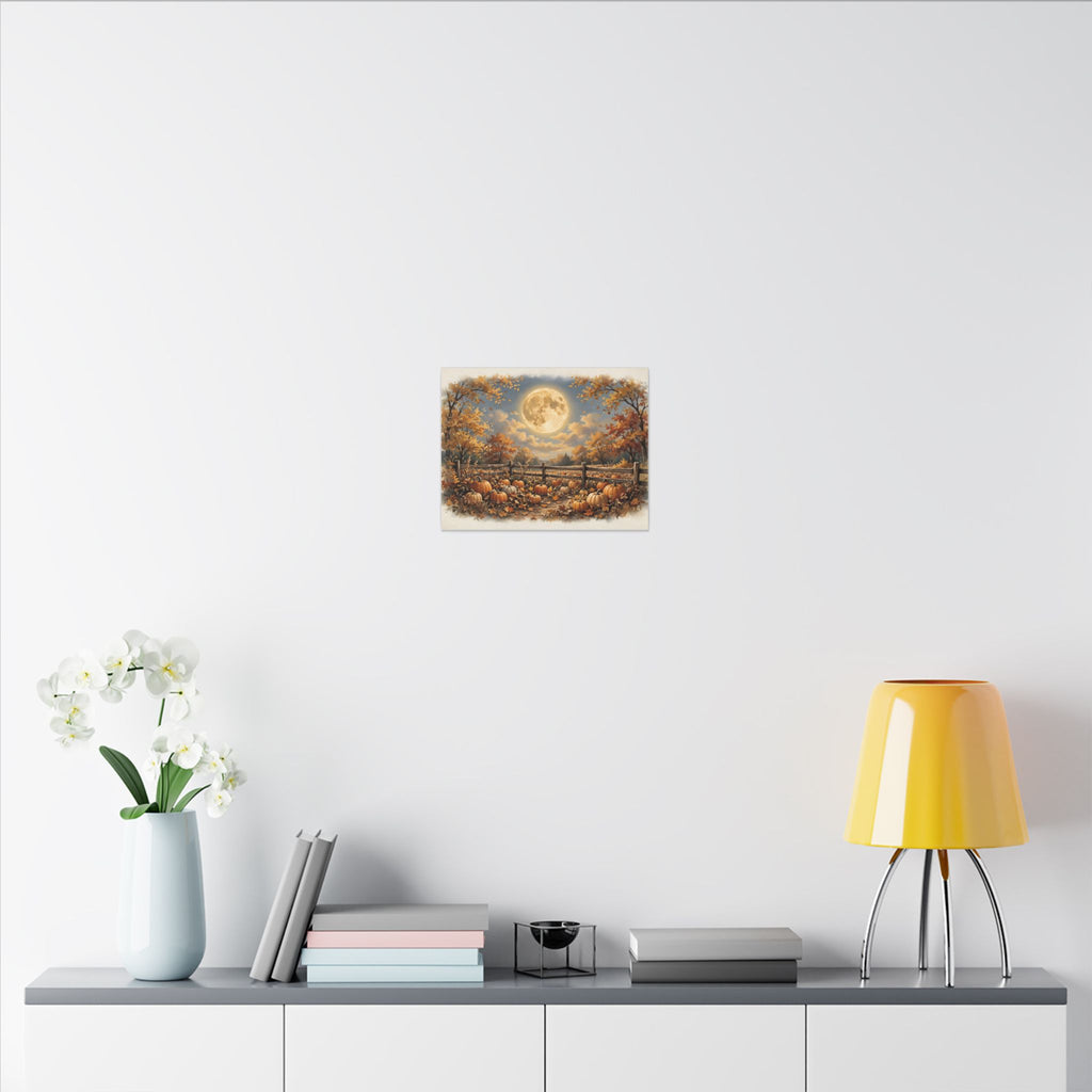 Harvest Moon over the Pumpkin Patch Canvas Wall Art