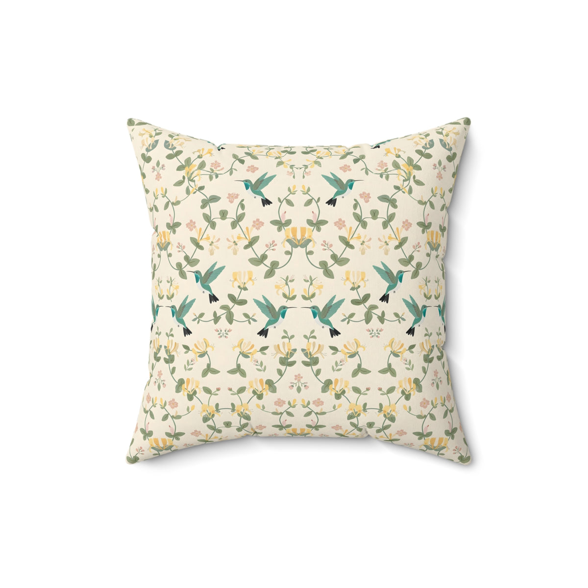 Hummingbirds and Honeysuckle Pattern Throw Pillow
