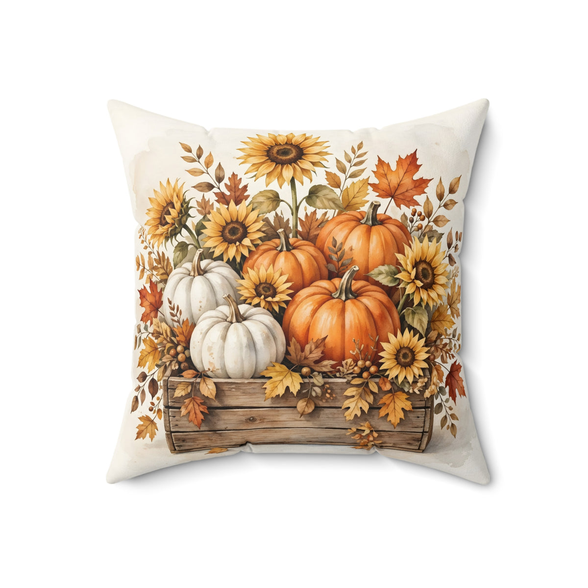 Pumpkins and Sunflowers Harvest Throw Pillow