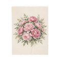 Pink Peonies Watercolor Velveteen Plush Blanket – Style 2
