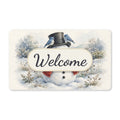 Winter Snowman and Bluebirds Welcome Doormat