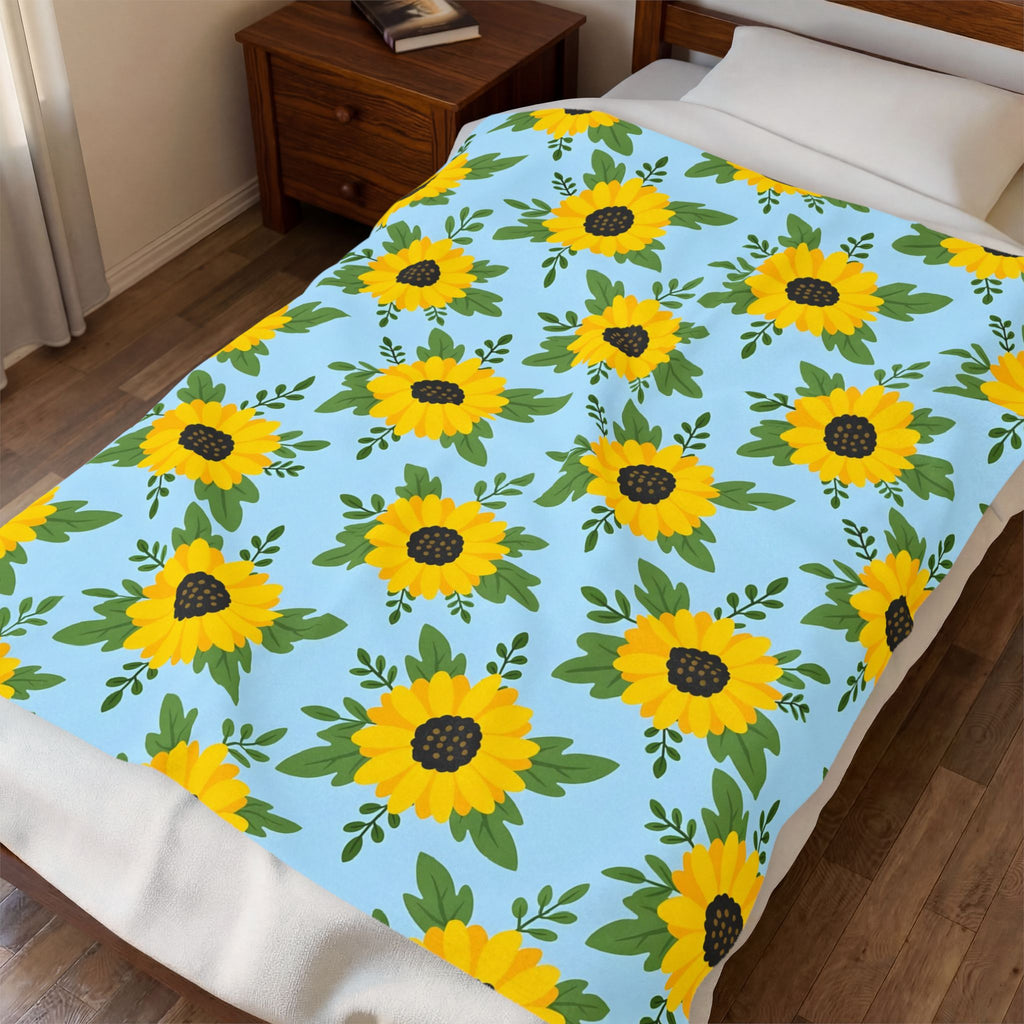 Sunflower Pattern Velveteen Plush Blanket – Style 2