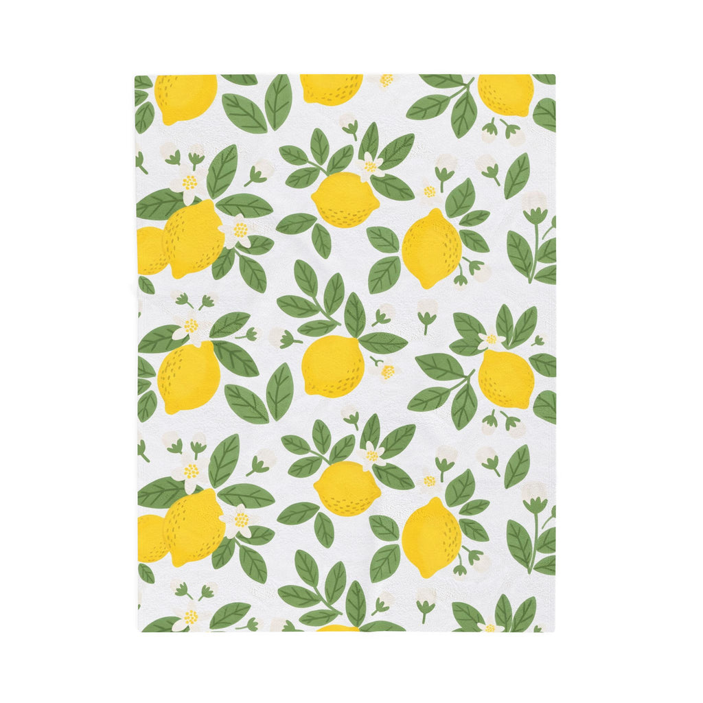 Farmhouse Lemon Pattern Velveteen Plush Blanket
