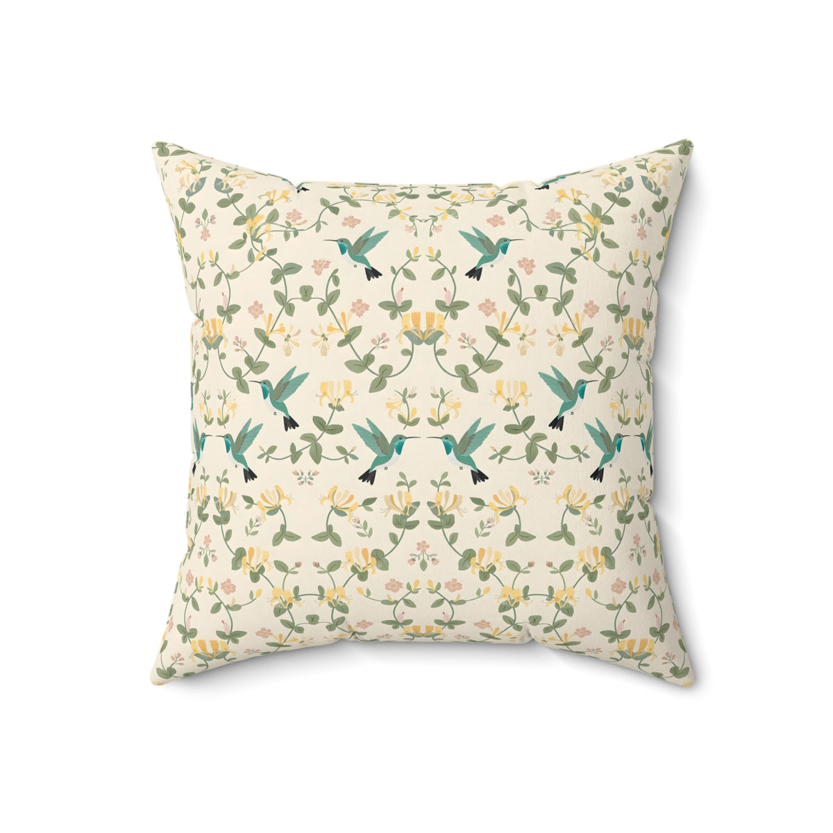 Hummingbirds and Honeysuckle Pattern Throw Pillow