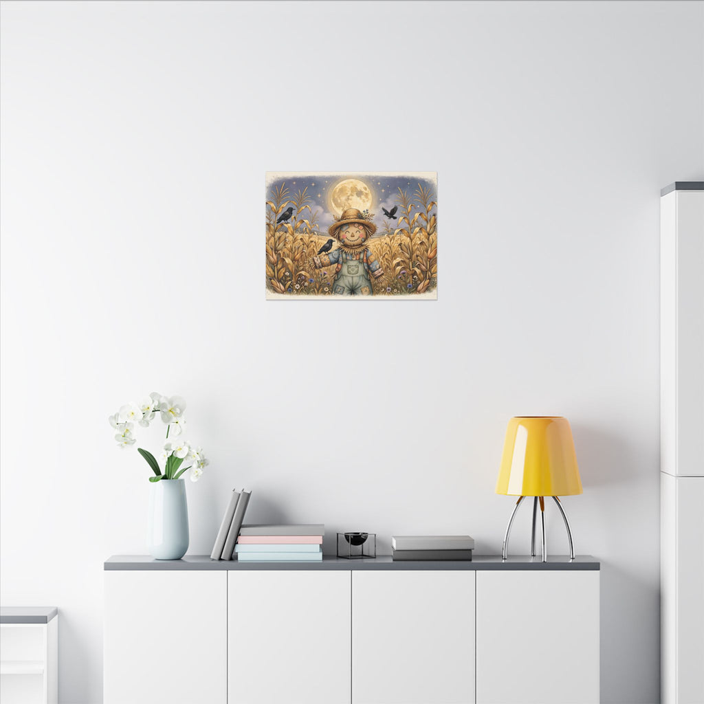 Scarecrow and Crows in the Cornfield Canvas Wall Art – Style 2