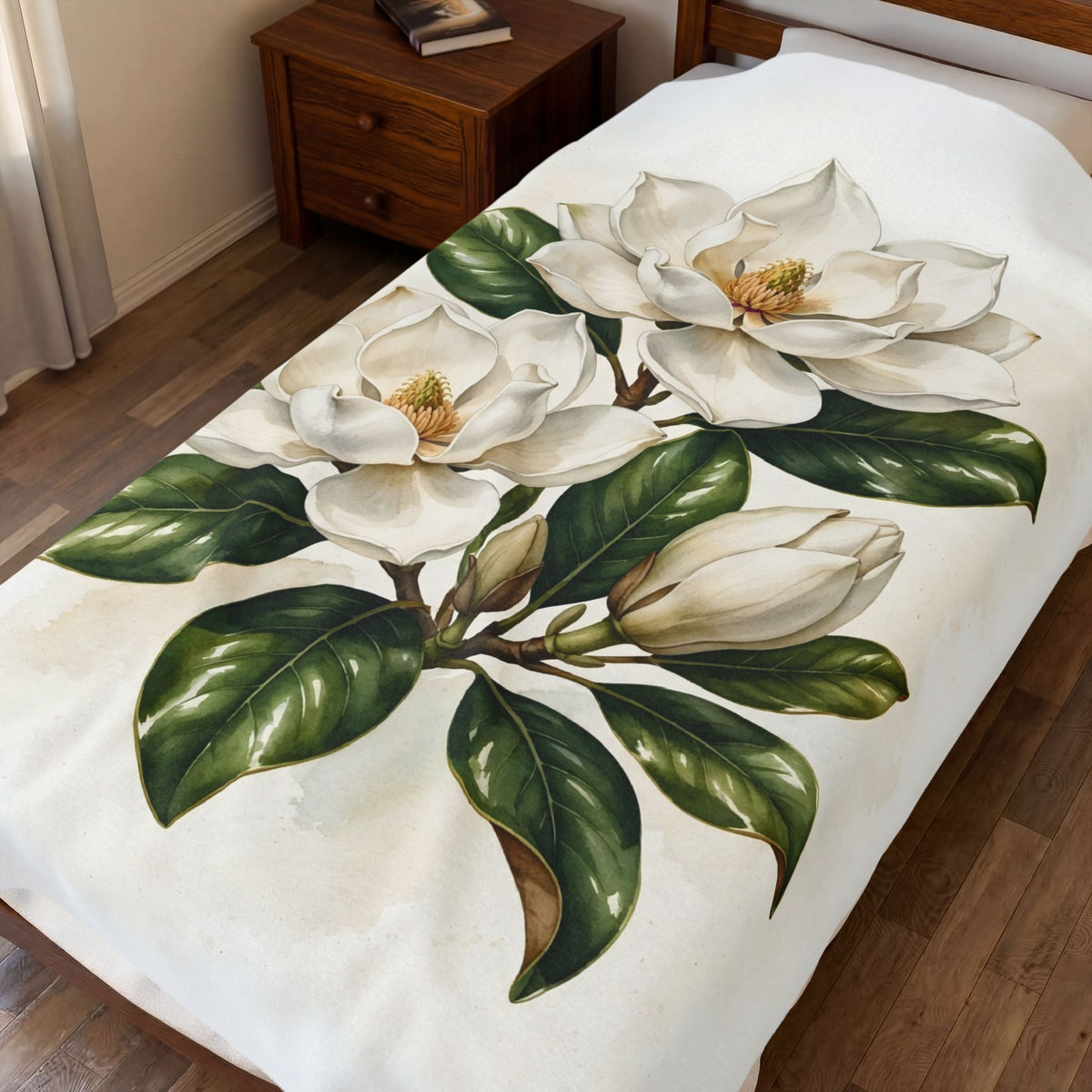 Magnolia Blossoms Velveteen Plush Blanket – Style 2