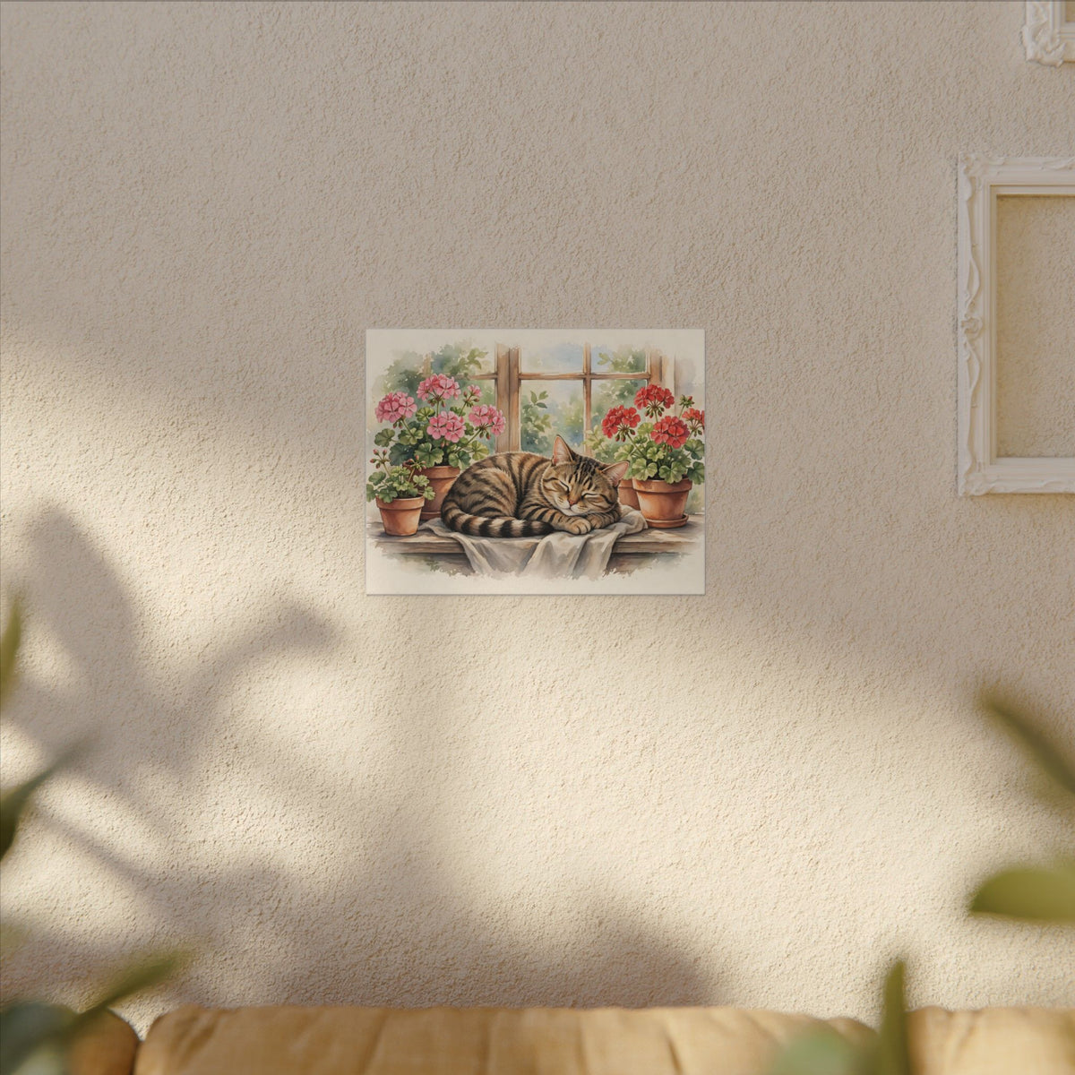 Tabby Cat in the Window Garden Canvas Wall Art