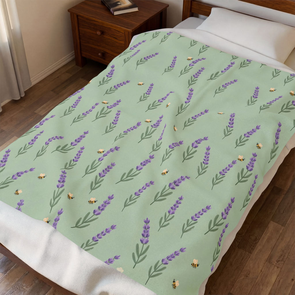 Lavender Sprigs Pattern Velveteen Plush Blanket – Style 2