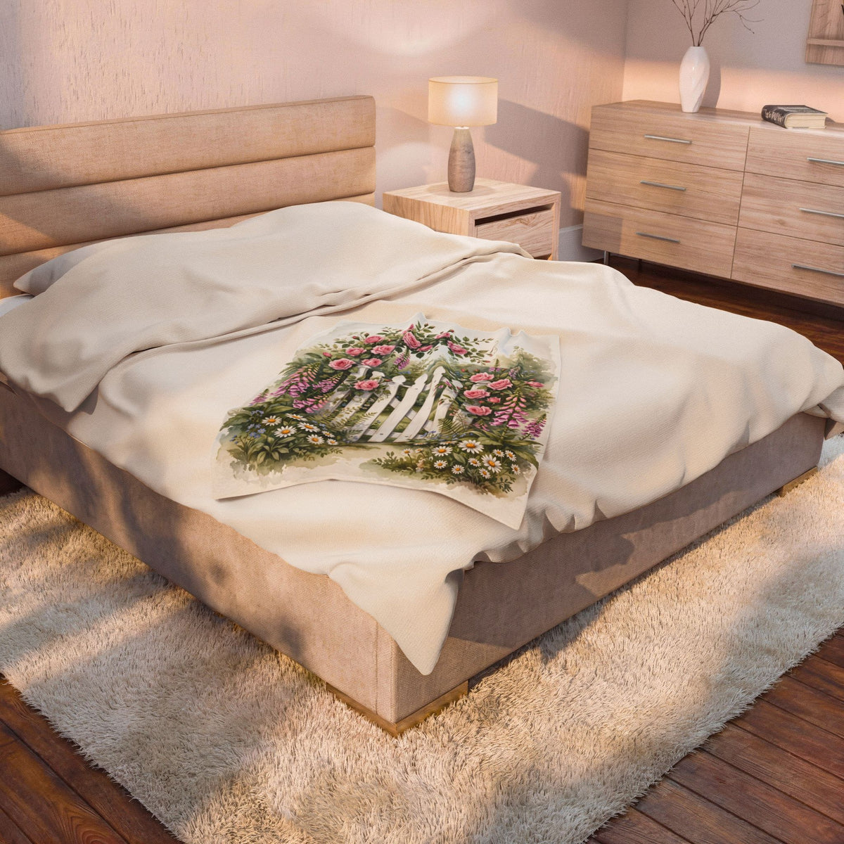 Cottage Garden Gate Velveteen Plush Blanket – Style 2