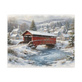 Snowy Covered Bridge Canvas Wall Art