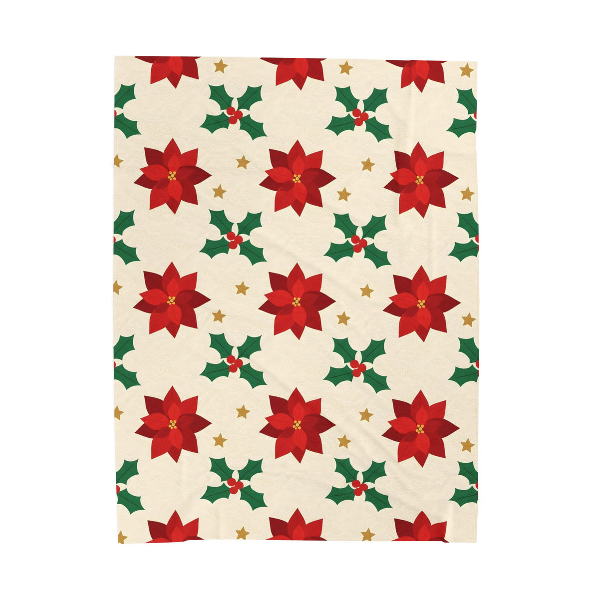 Christmas Poinsettia Pattern Velveteen Plush Blanket