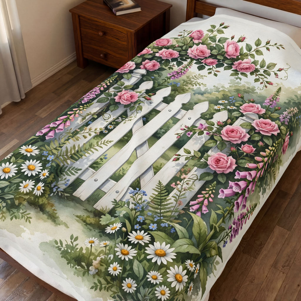 Cottage Garden Gate Velveteen Plush Blanket – Style 2