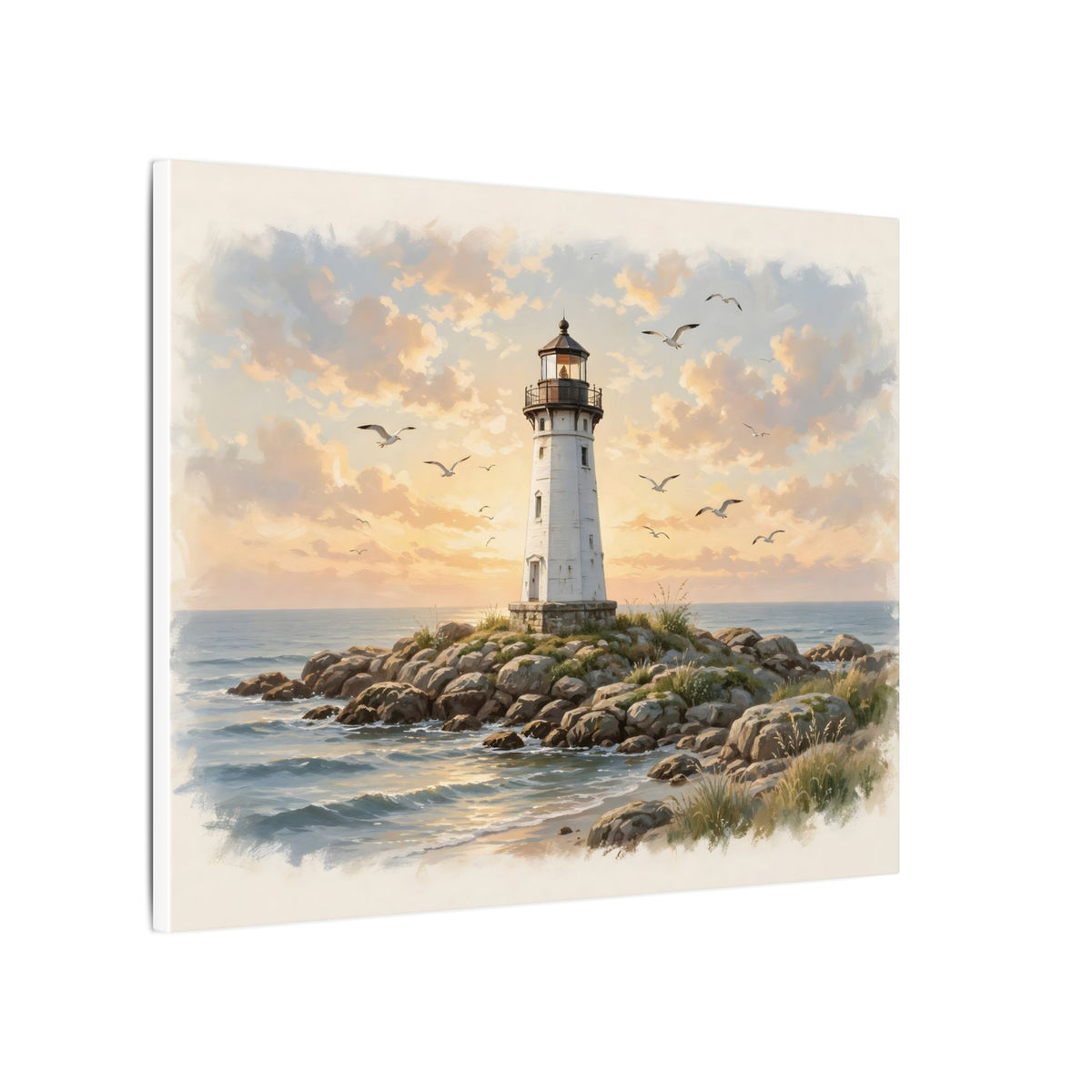 Lighthouse at Golden Hour Canvas Wall Art – Style 2