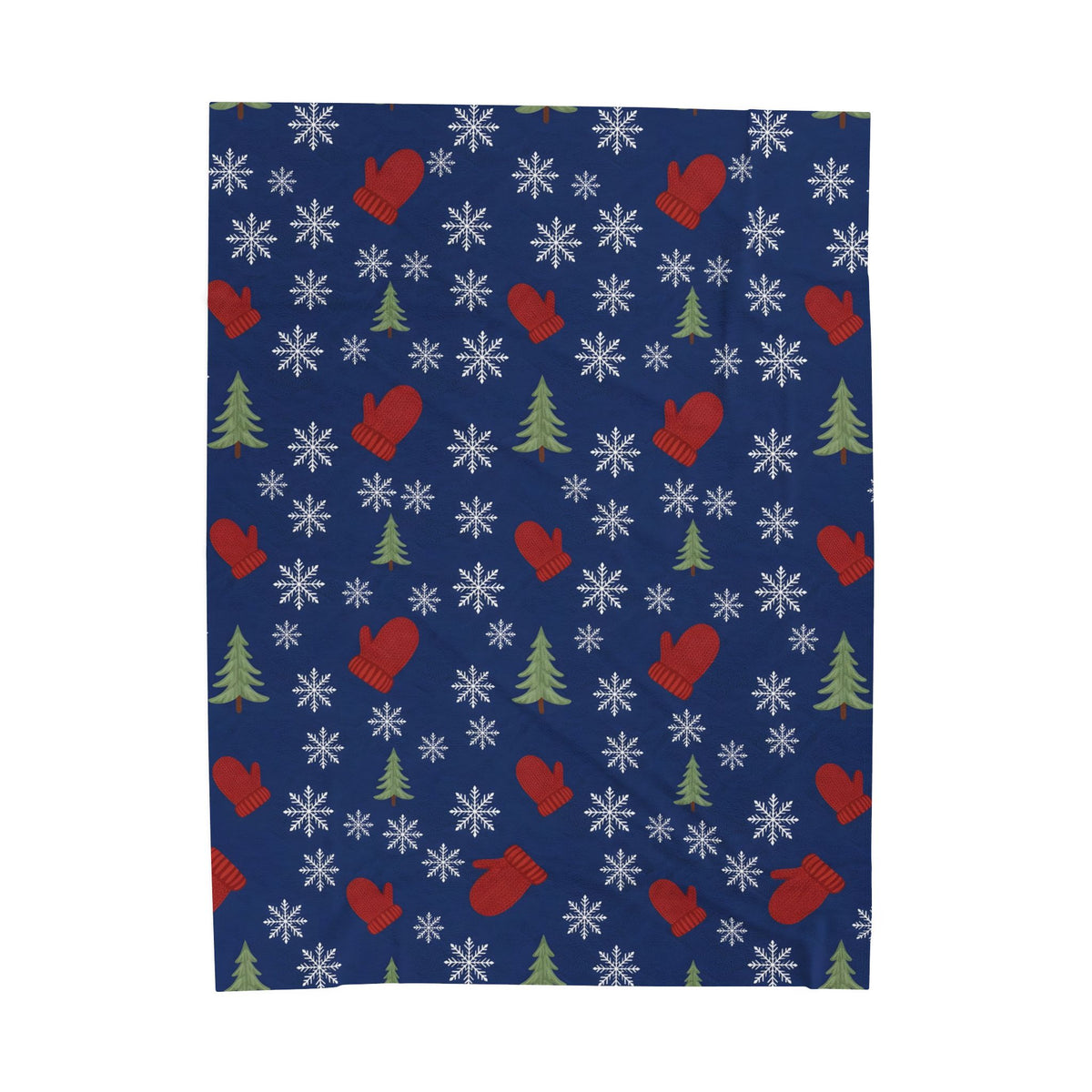 Snowflakes and Mittens Pattern Velveteen Plush Blanket