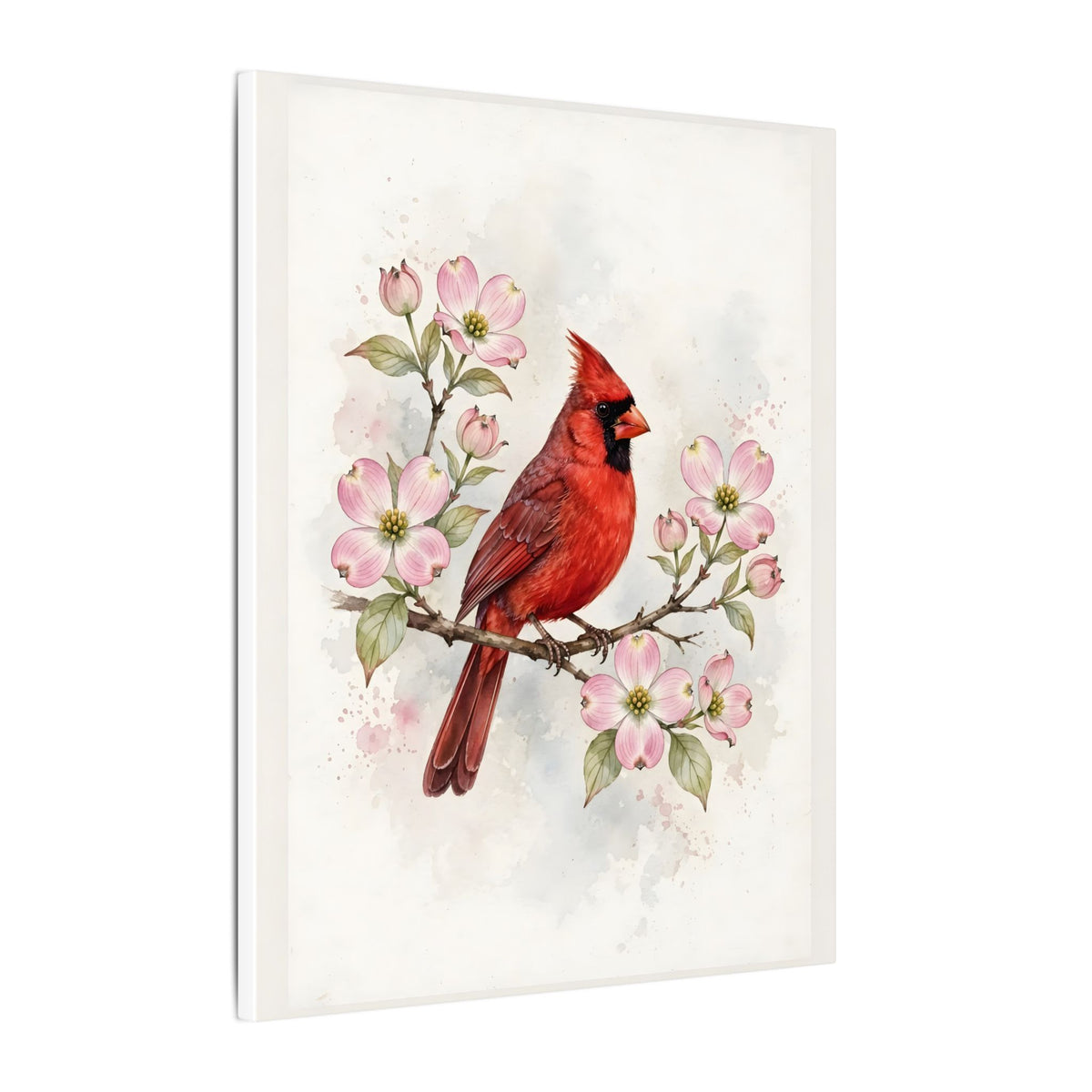 Cardinal on a Spring Branch Canvas Wall Art – Style 2