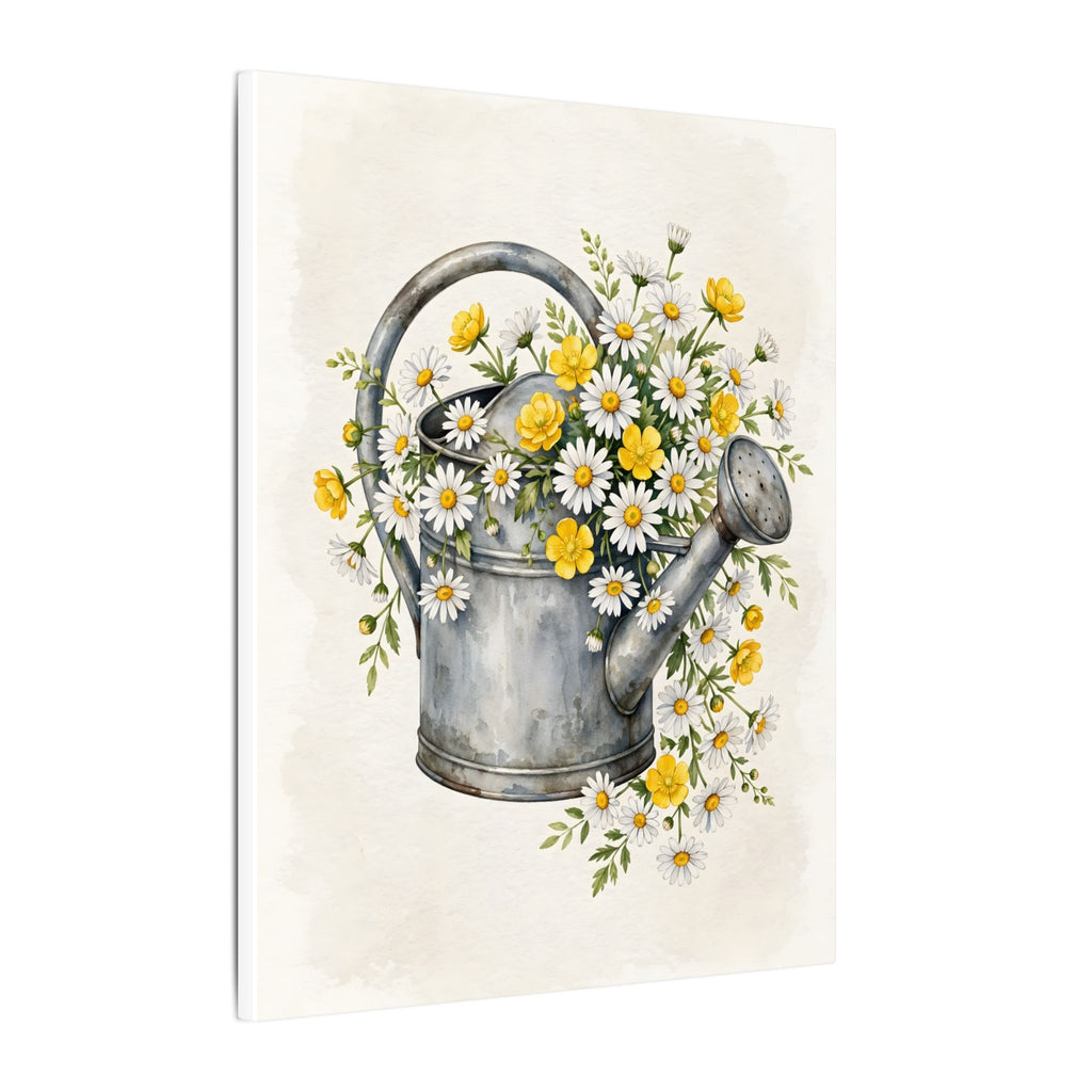 Daisies in a Watering Can Canvas Wall Art