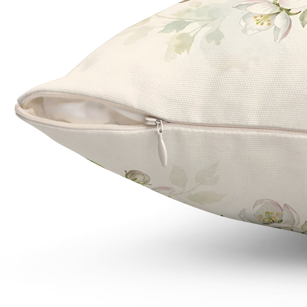 Bluebirds on a Blossom Branch Throw Pillow