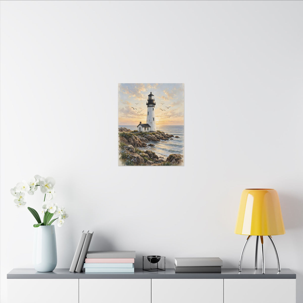 Lighthouse at Golden Hour Canvas Wall Art
