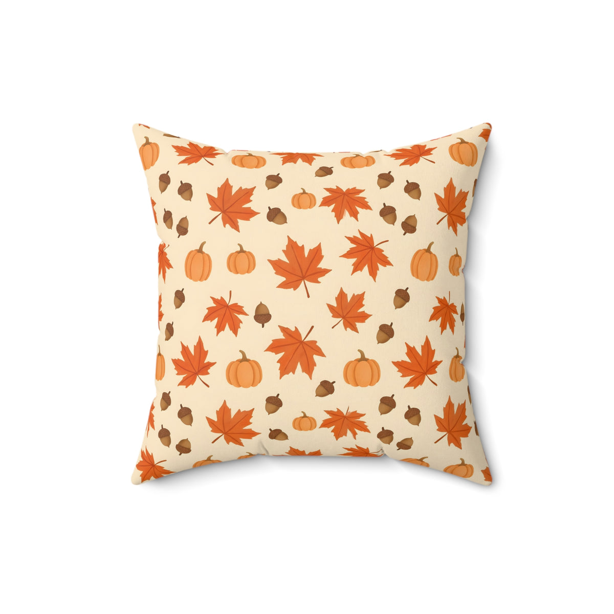 Autumn Leaves and Pumpkins Pattern Throw Pillow – Style 2