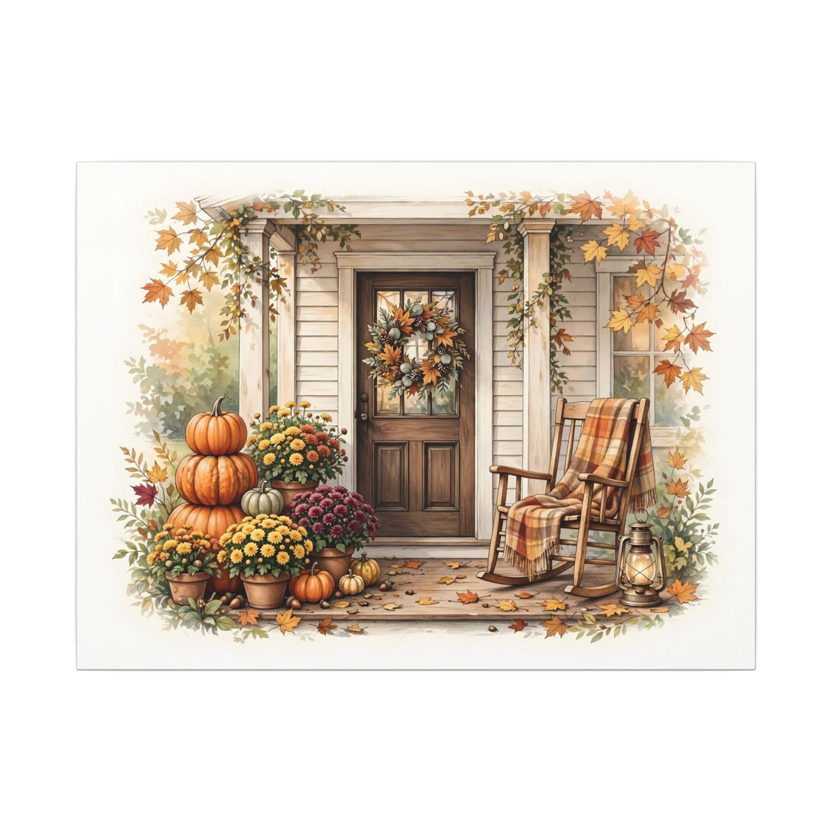Cozy Fall Front Porch Canvas Wall Art