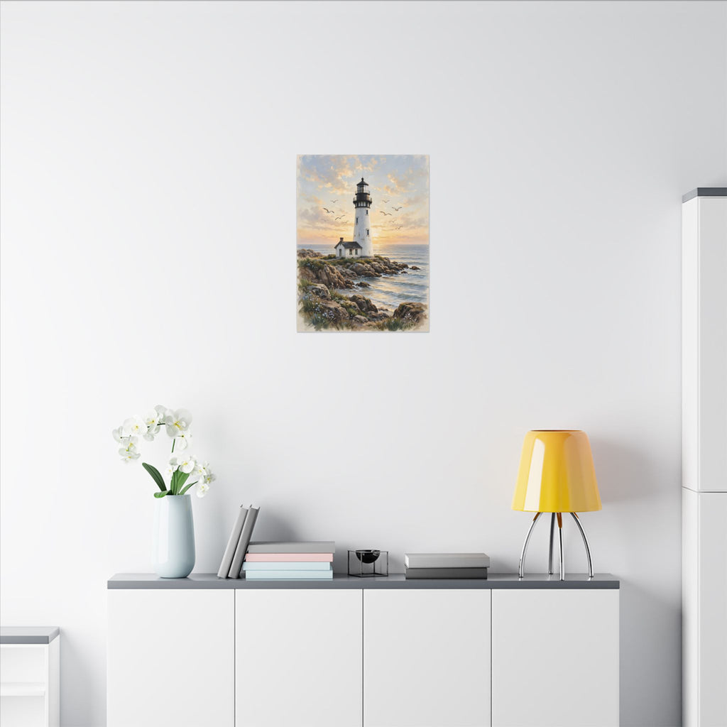 Lighthouse at Golden Hour Canvas Wall Art