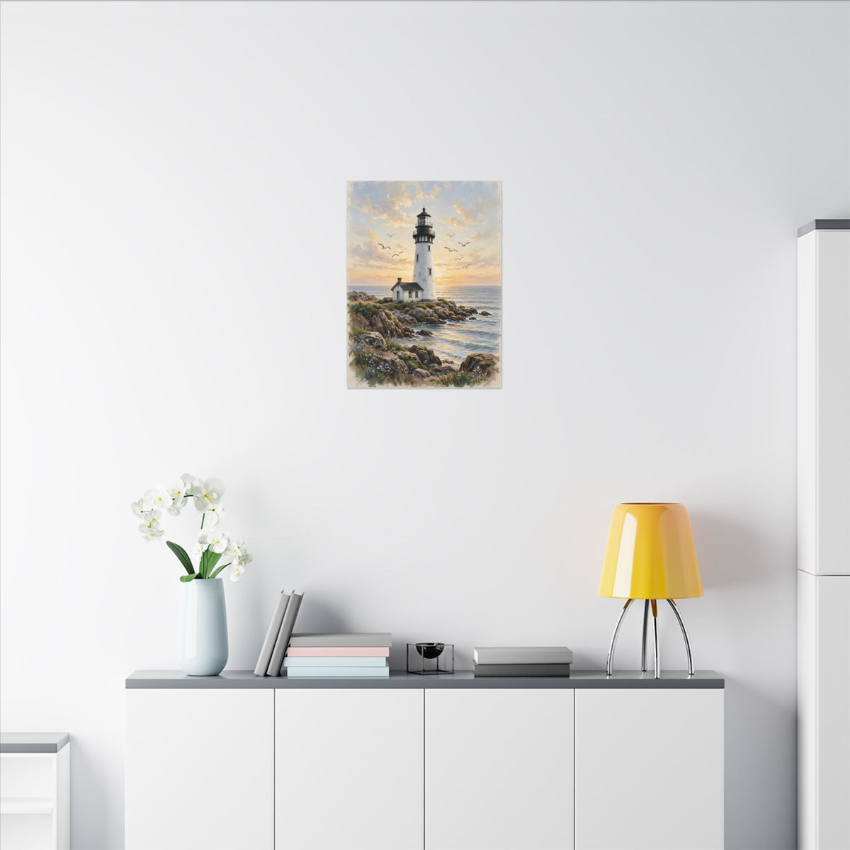 Lighthouse at Golden Hour Canvas Wall Art