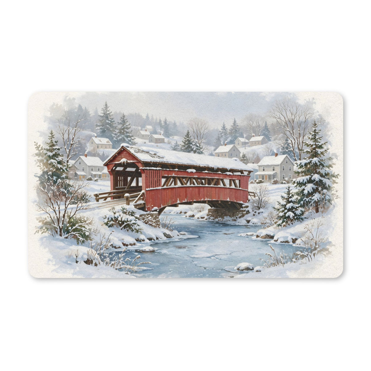 Snowy Covered Bridge Doormat – Style 2