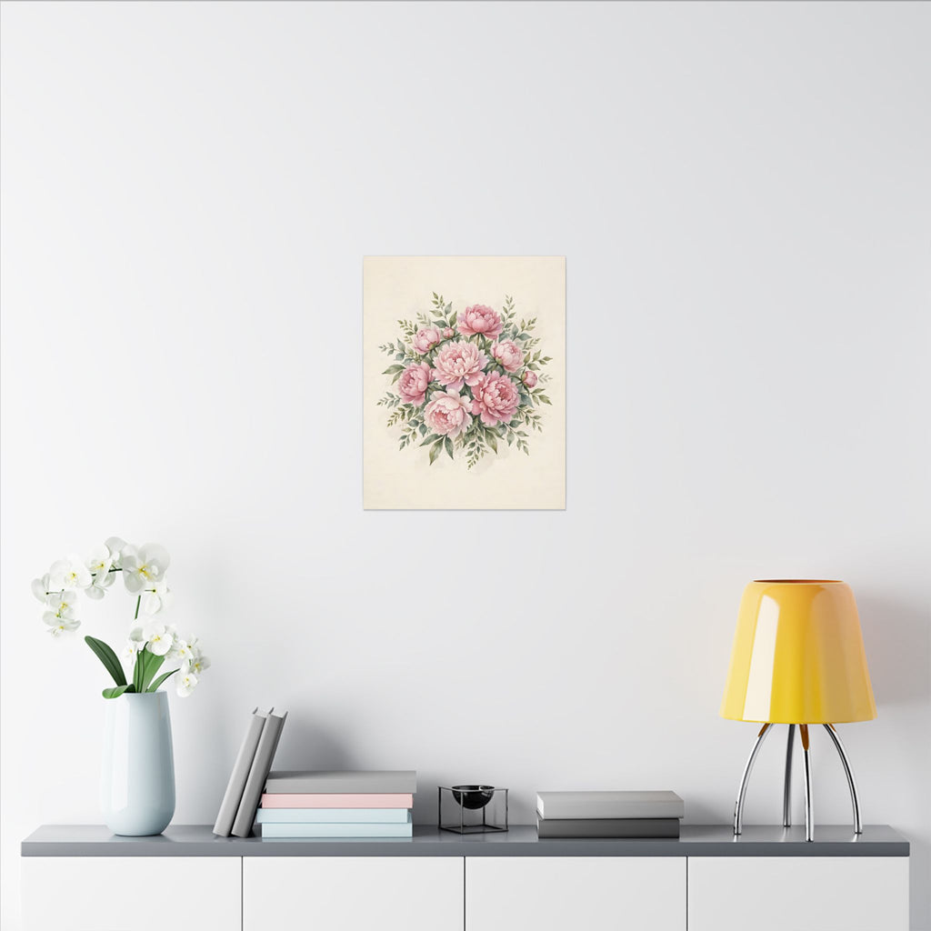 Pink Peonies Watercolor Canvas Wall Art – Style 2