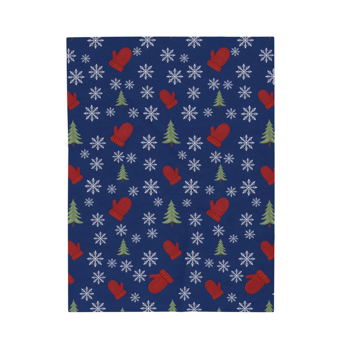 Snowflakes and Mittens Pattern Velveteen Plush Blanket
