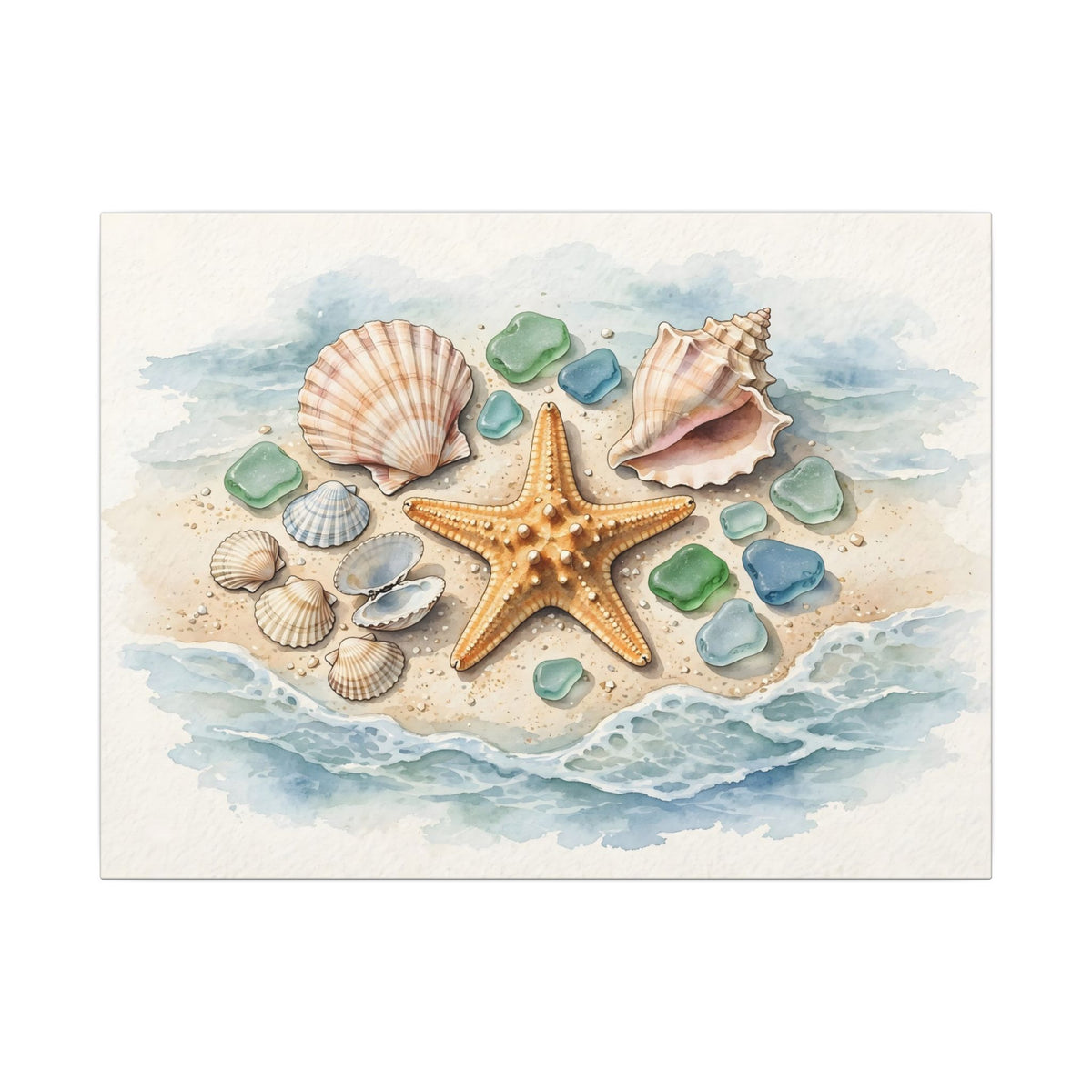 Seashells and Starfish Canvas Wall Art – Style 2