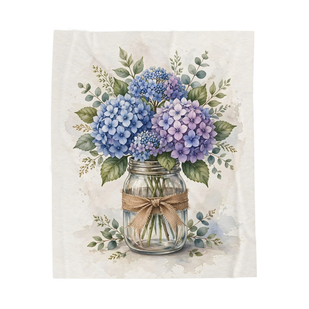Blue Hydrangeas in a Mason Jar Velveteen Plush Blanket