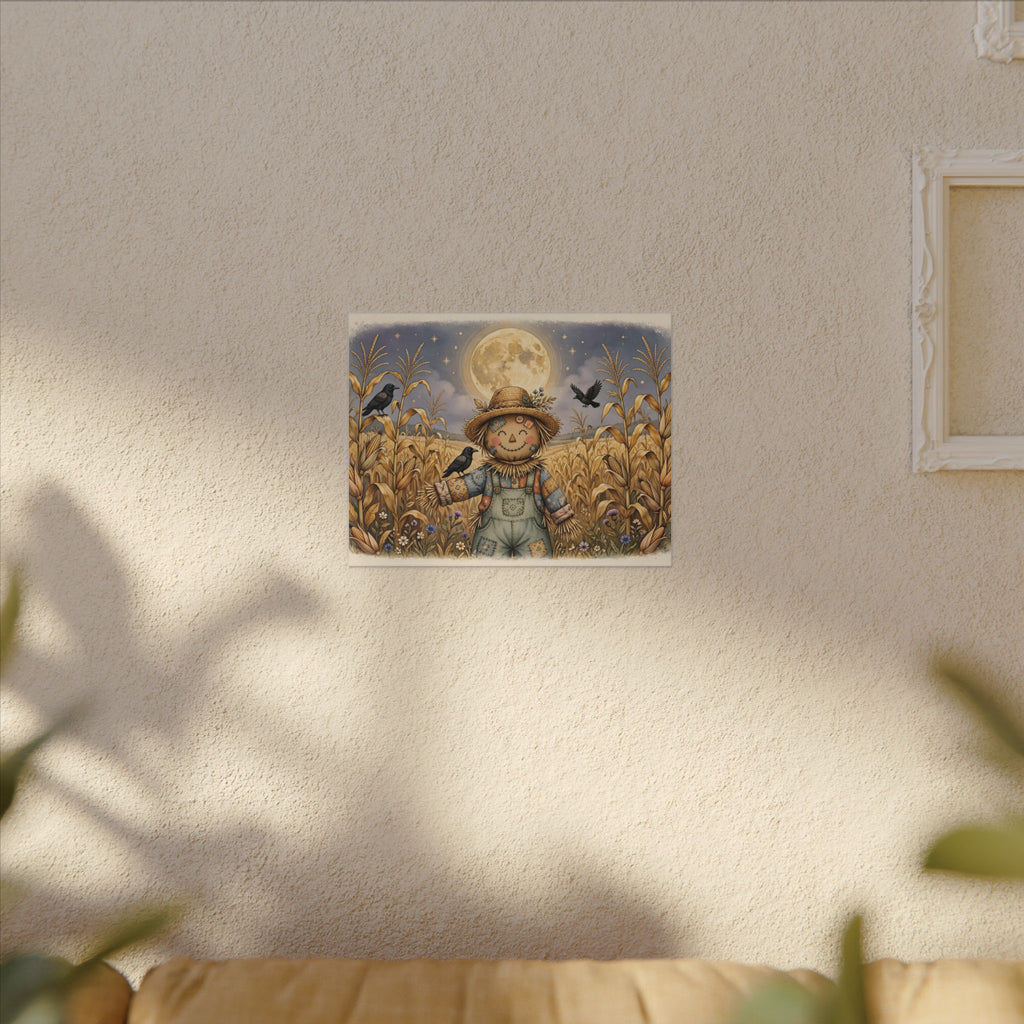 Scarecrow and Crows in the Cornfield Canvas Wall Art – Style 2