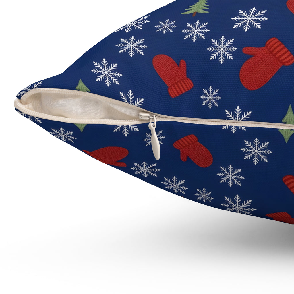Snowflakes and Mittens Pattern Throw Pillow