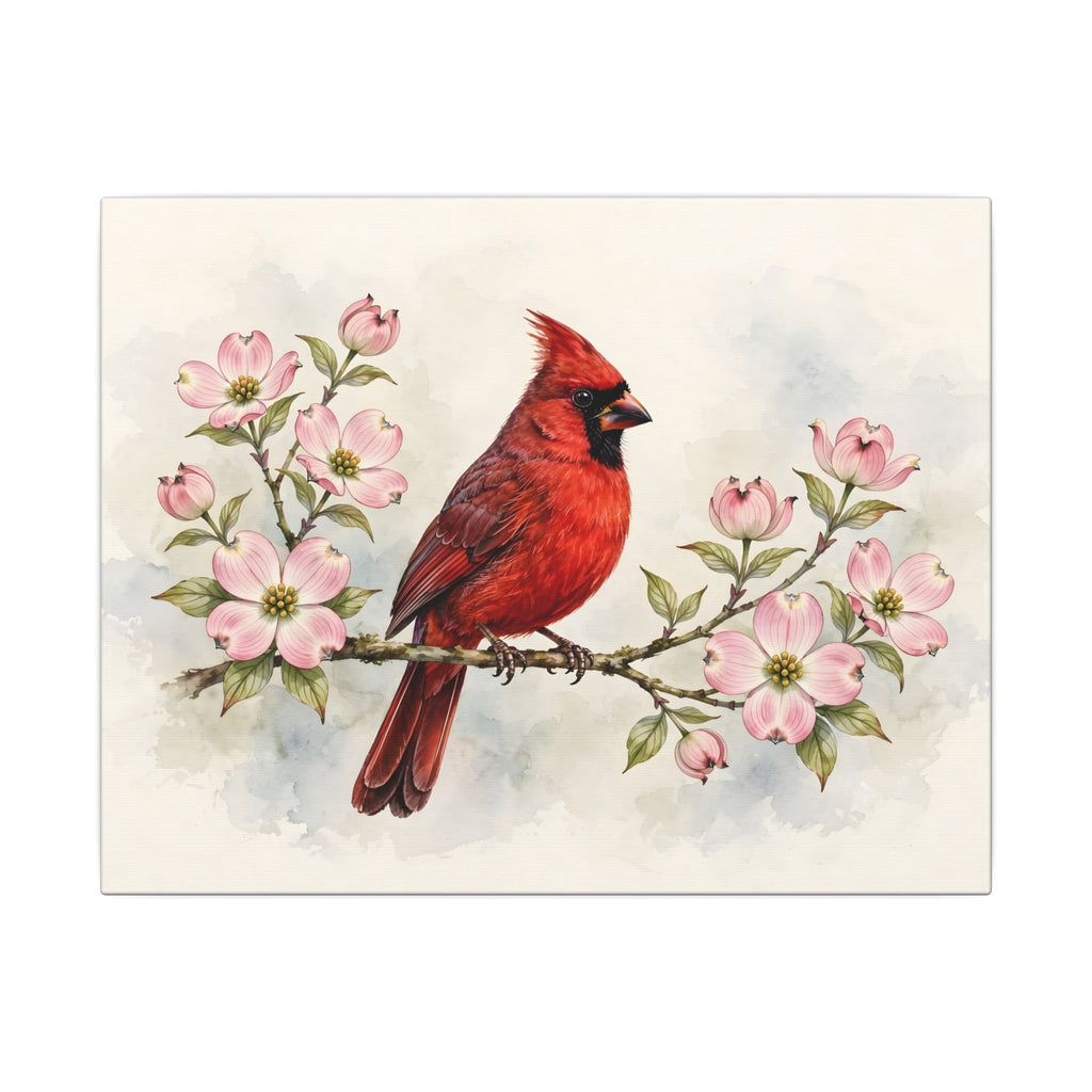 Cardinal on a Spring Branch Canvas Wall Art