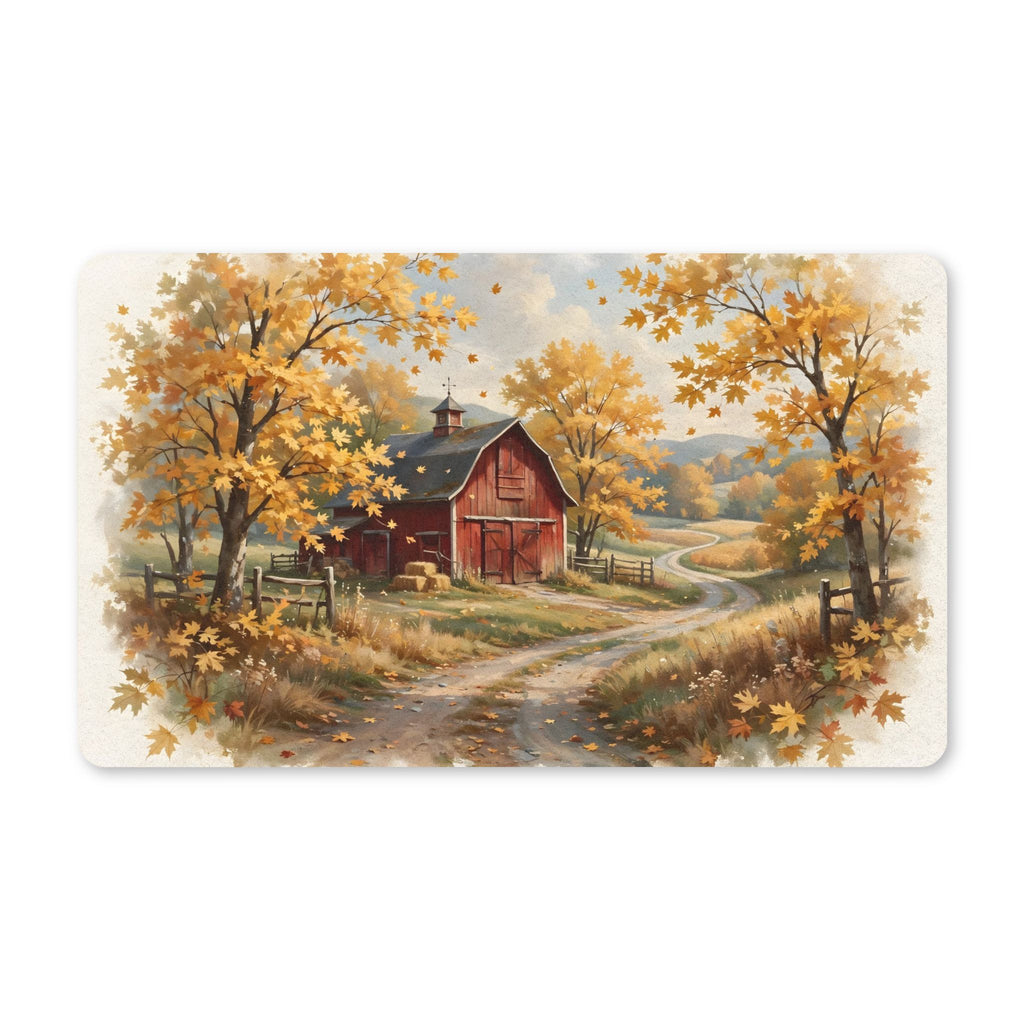 Autumn Red Barn Landscape Doormat