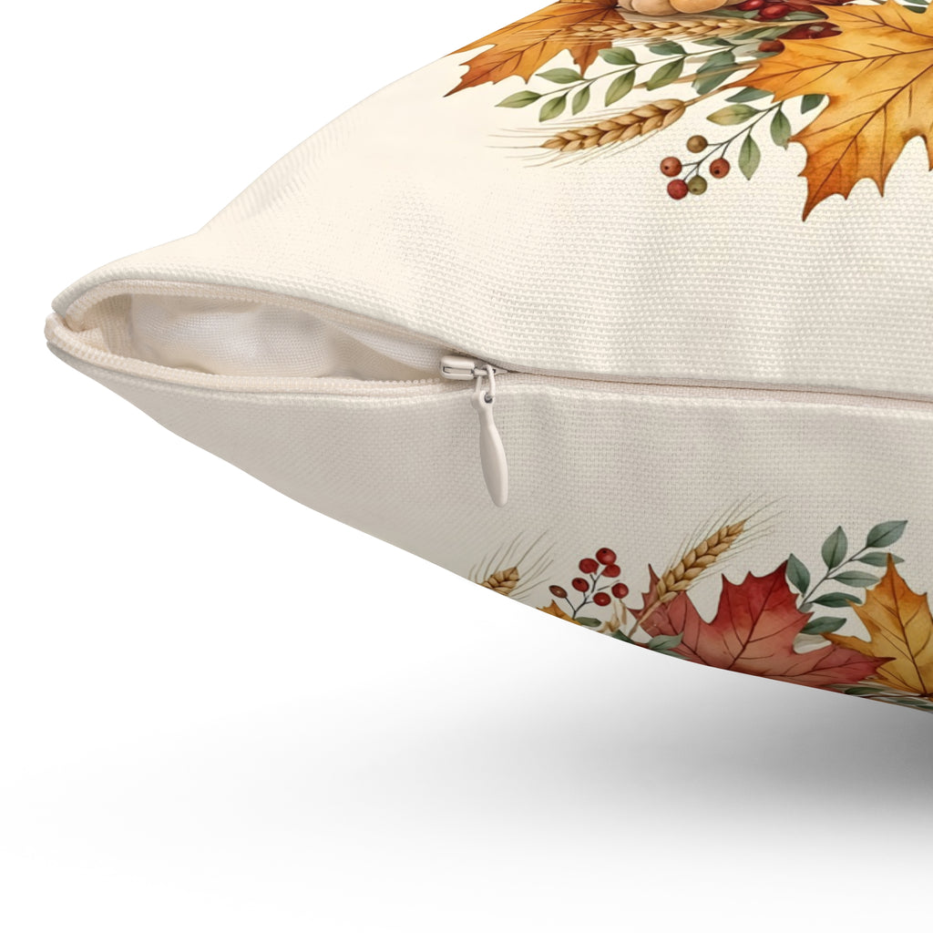 Fall Wreath of Leaves and Berries Throw Pillow