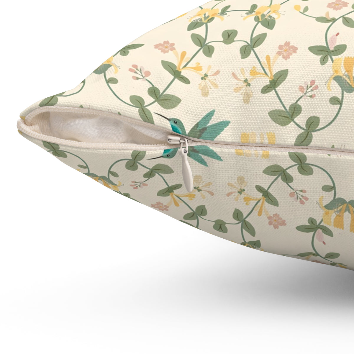 Hummingbirds and Honeysuckle Pattern Throw Pillow