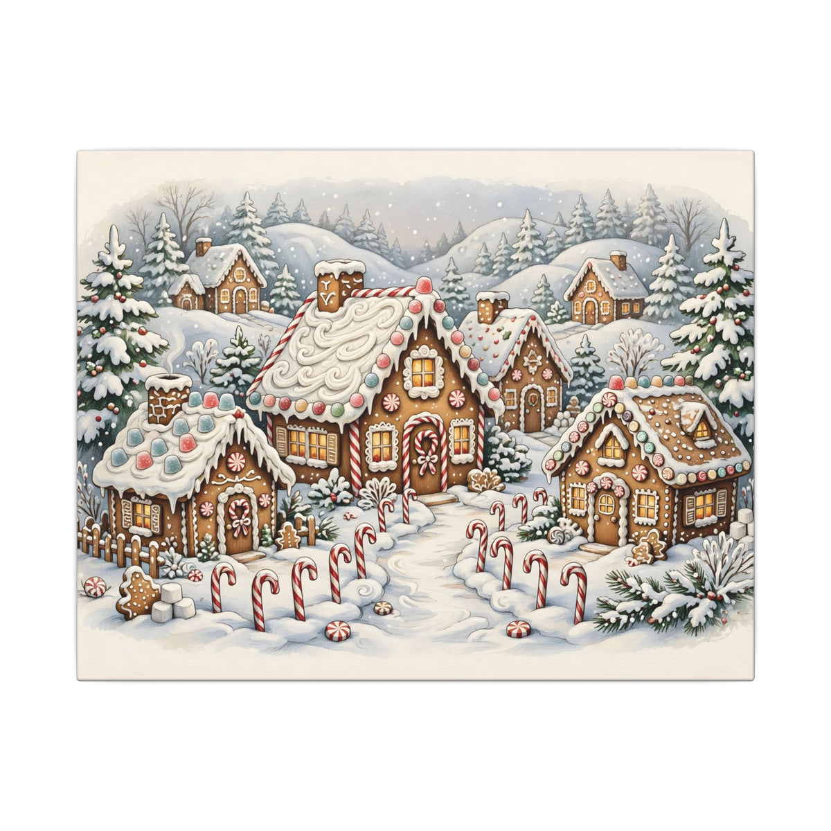 Gingerbread Village Canvas Wall Art – Style 2